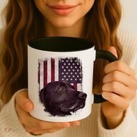 Realistic Patriotic Dog Portrait With USA Flag Backdrop Coffee Mug thumb 3