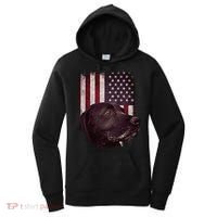 Realistic Patriotic Dog Portrait With USA Flag Backdrop Women's Hoodie thumb 0