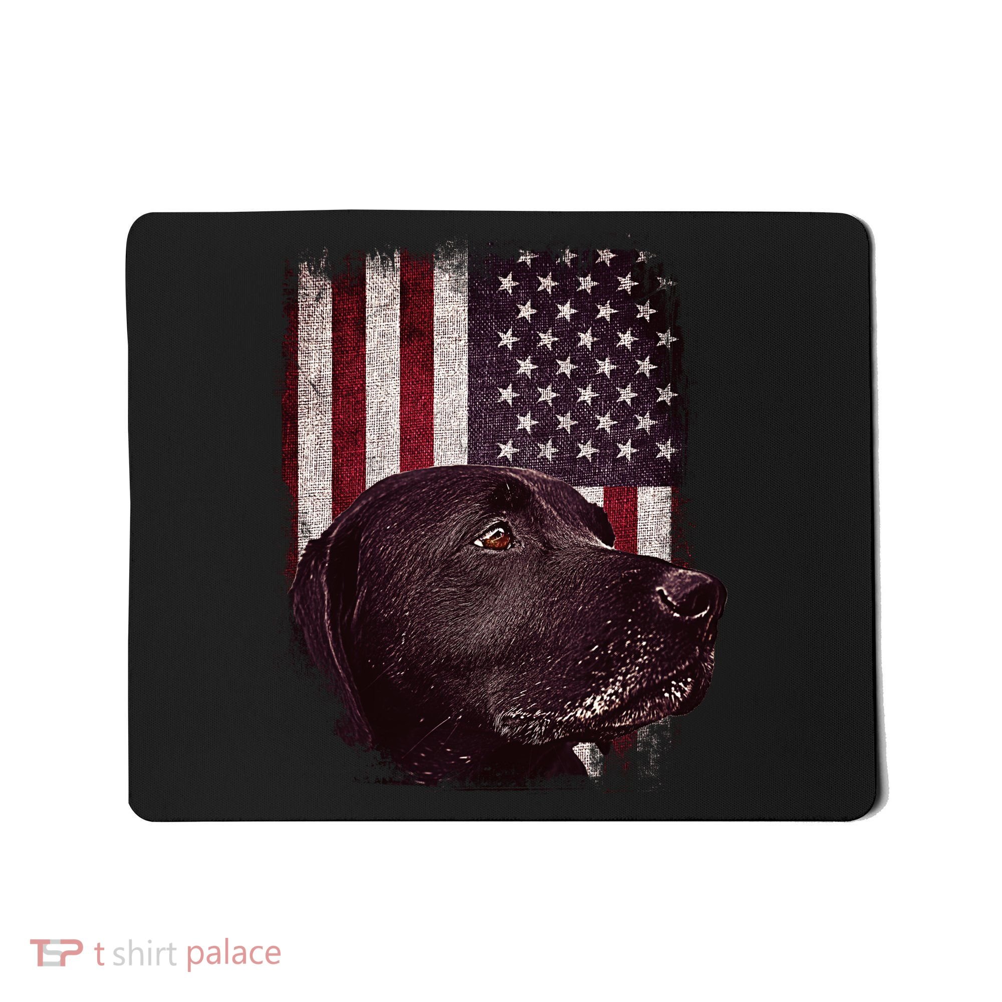 Realistic Patriotic Dog Portrait With USA Flag Backdrop Mousepad