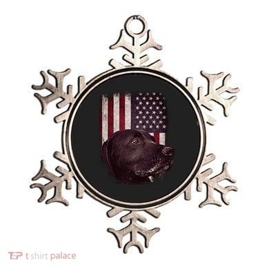 Realistic Patriotic Dog Portrait With USA Flag Backdrop Ornament
