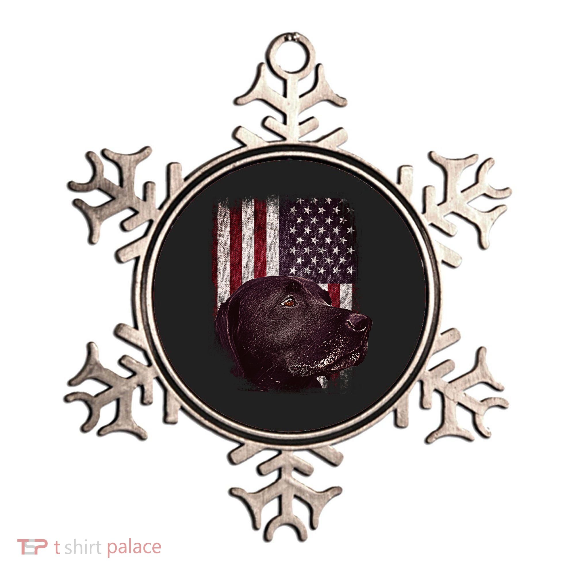 Realistic Patriotic Dog Portrait With USA Flag Backdrop Ornament