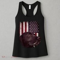 Realistic Patriotic Dog Portrait With USA Flag Backdrop Women's Tank Top thumb 3