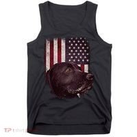 Realistic Patriotic Dog Portrait With USA Flag Backdrop Tank Top thumb 0