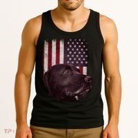 Realistic Patriotic Dog Portrait With USA Flag Backdrop Tank Top thumb 3
