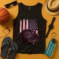 Realistic Patriotic Dog Portrait With USA Flag Backdrop Tank Top thumb 4