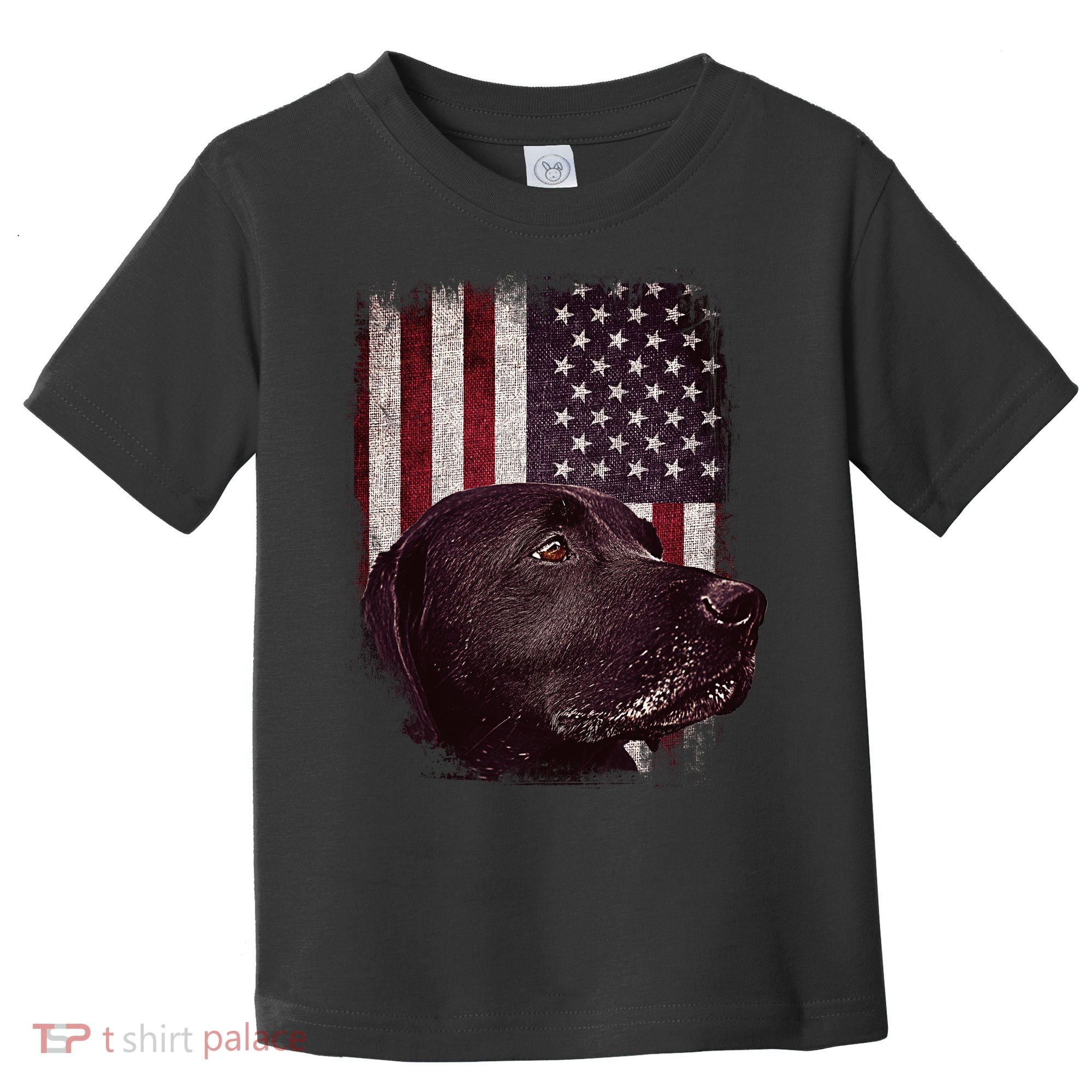 Realistic Patriotic Dog Portrait With USA Flag Backdrop Toddler T-Shirt