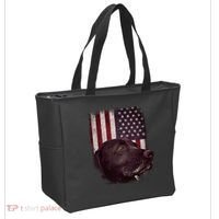 Realistic Patriotic Dog Portrait With USA Flag Backdrop Tote Bag thumb 2