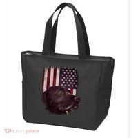 Realistic Patriotic Dog Portrait With USA Flag Backdrop Tote Bag thumb 3