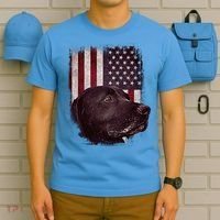 Realistic Patriotic Dog Portrait With USA Flag Backdrop T-Shirt thumb 5