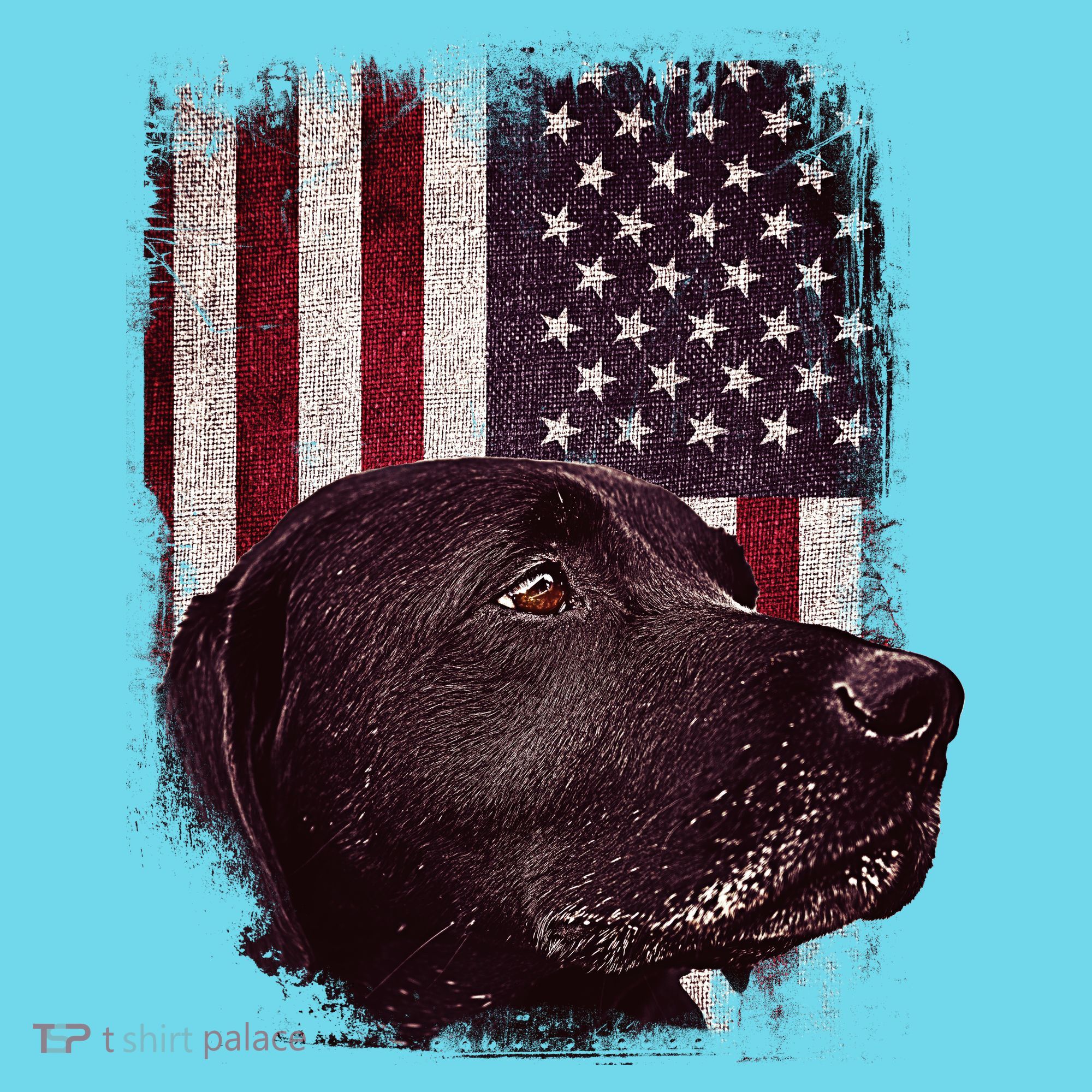 Realistic Patriotic Dog Portrait With USA Flag Backdrop T-Shirt