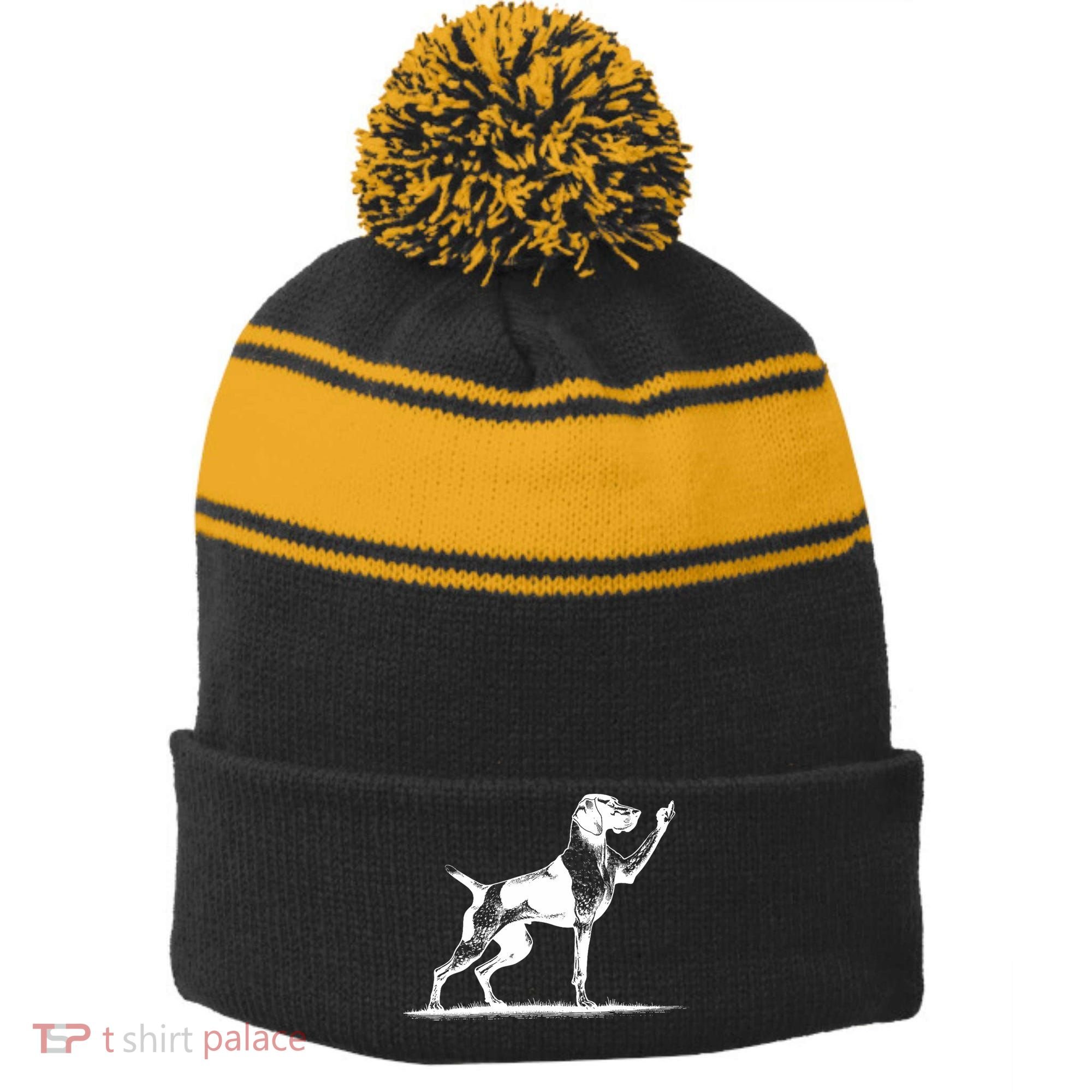 Rude Pointer Dog Asshole German Shorthaired Pointer Dog Stripe Pom Pom Beanie