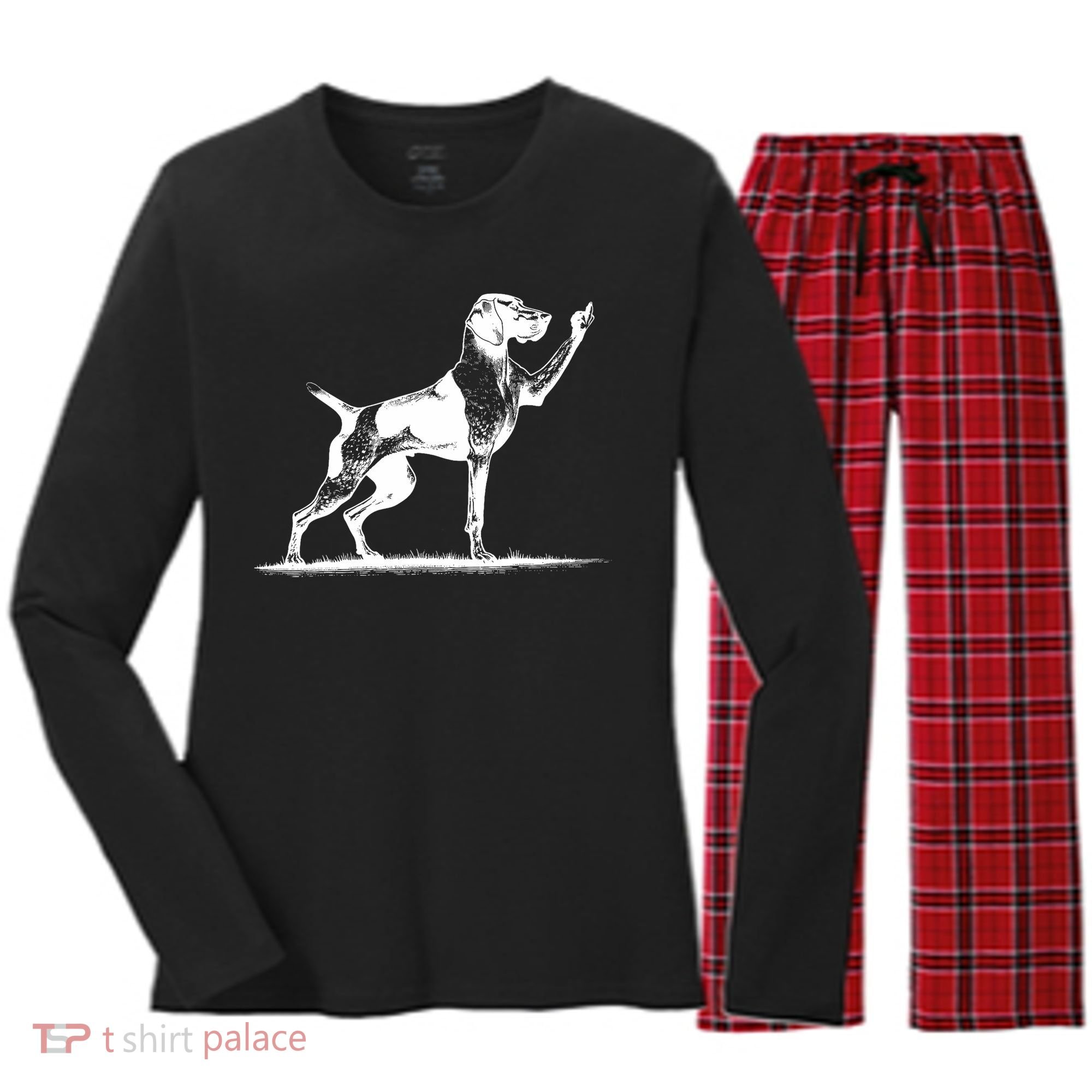 Rude Pointer Dog Asshole German Shorthaired Pointer Dog Women's Long Sleeve Flannel Pajama Set 