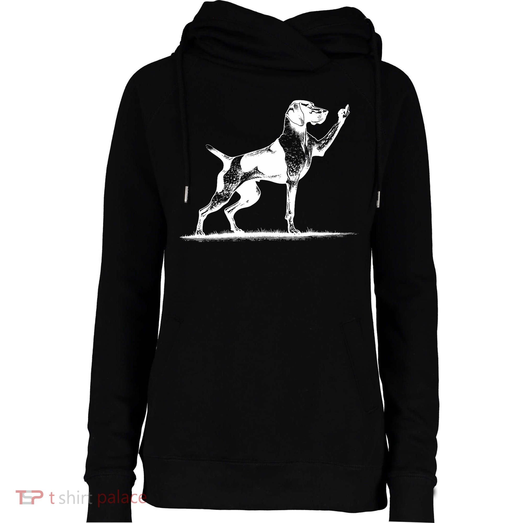 Rude Pointer Dog Asshole German Shorthaired Pointer Dog Womens Funnel Neck Pullover Hood