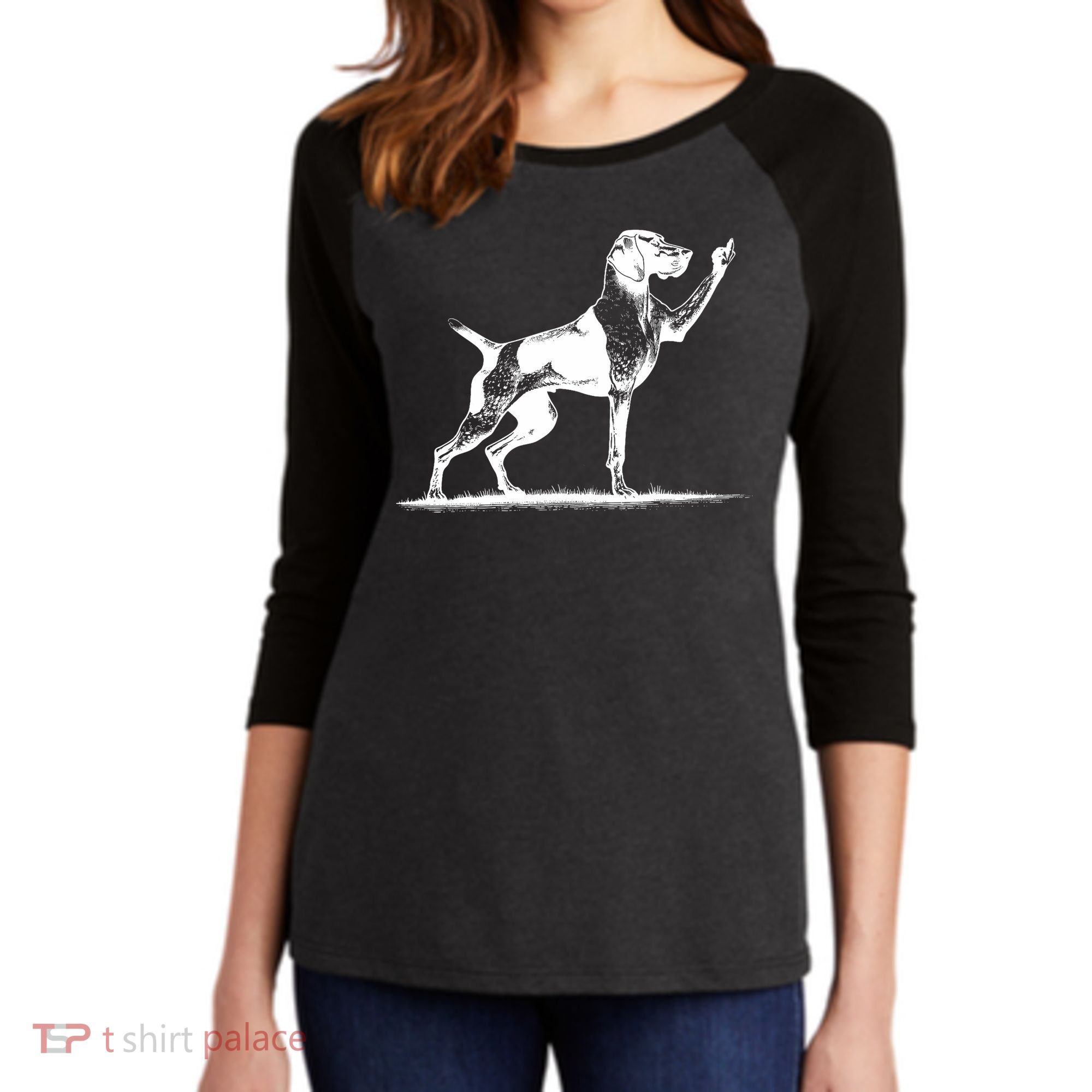 Rude Pointer Dog Asshole German Shorthaired Pointer Dog Women's Tri-Blend 3/4-Sleeve Raglan Shirt