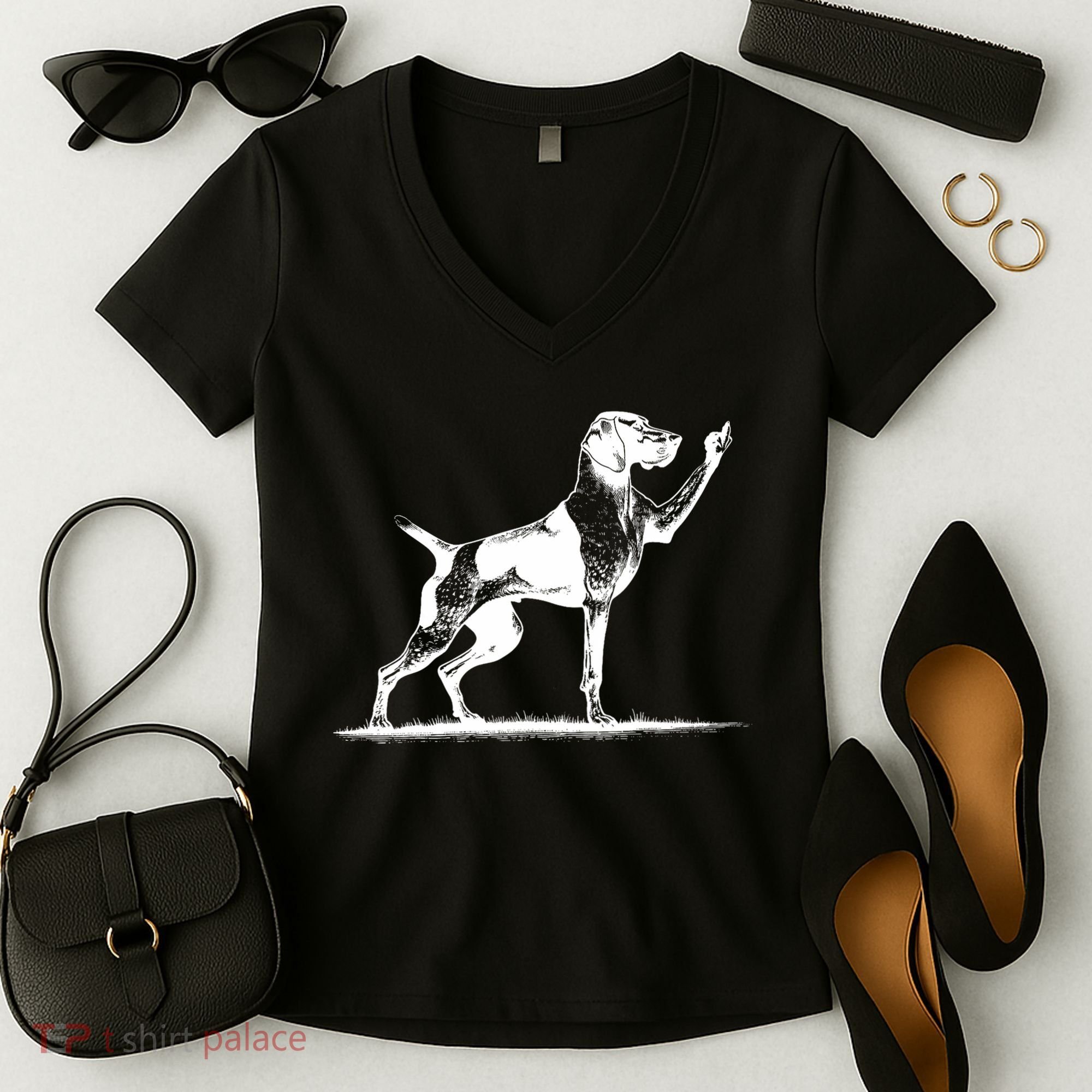 Rude Pointer Dog Asshole German Shorthaired Pointer Dog Women's V-Neck T-Shirt