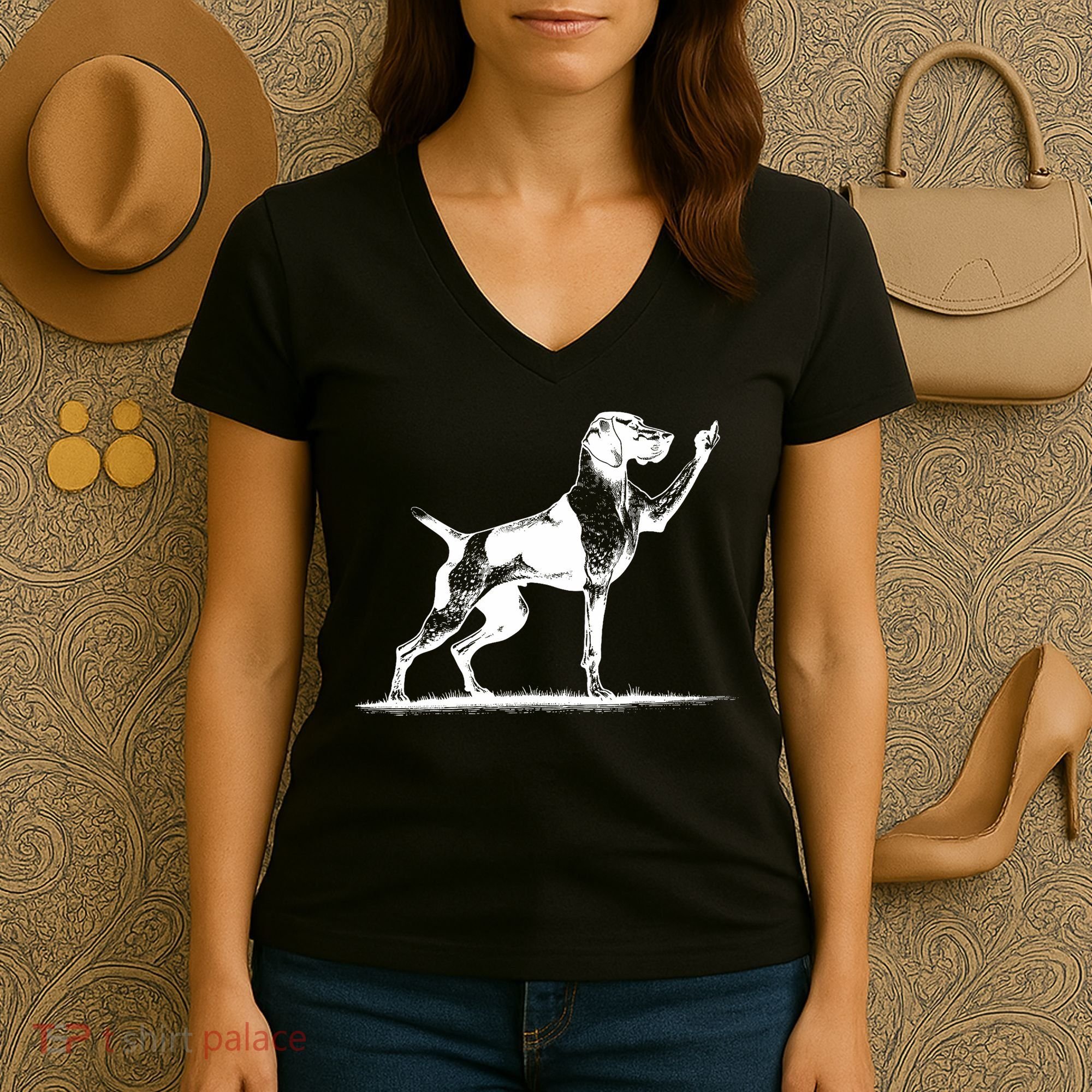 Rude Pointer Dog Asshole German Shorthaired Pointer Dog Women's V-Neck T-Shirt