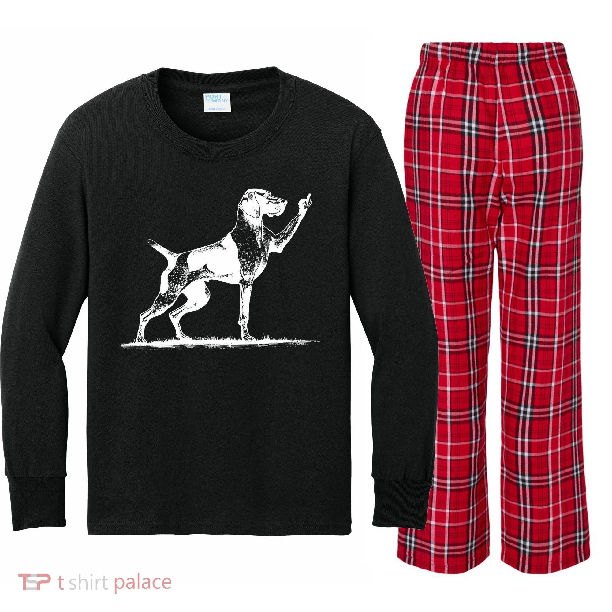 Rude Pointer Dog Asshole German Shorthaired Pointer Dog Kids Long Sleeve Plaid Pajama Set