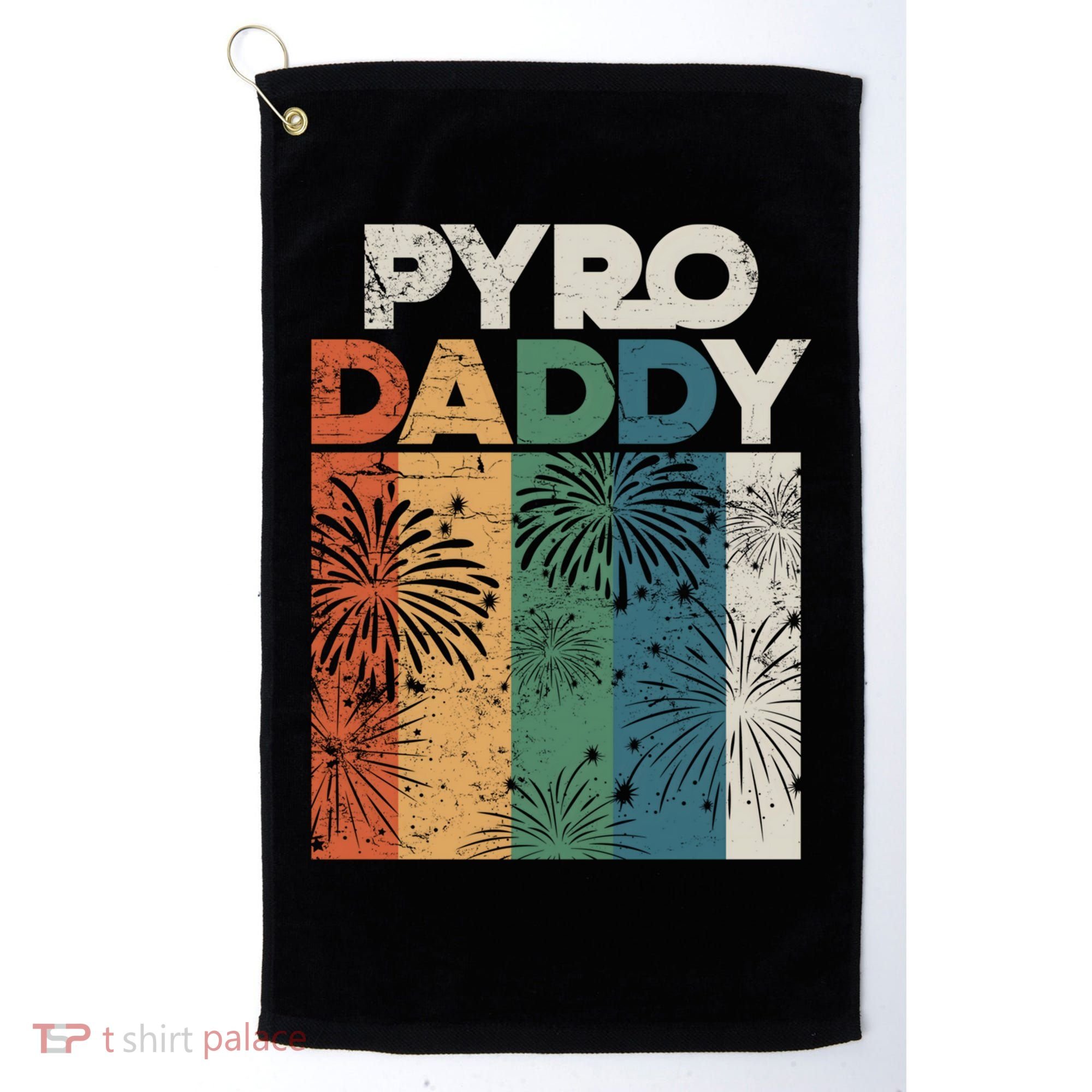 Retro Pyro Daddy Pyrotechnician Father Fireworks Technician Meaningful Gift Golf Towel