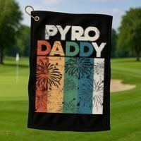 Retro Pyro Daddy Pyrotechnician Father Fireworks Technician Meaningful Gift Golf Towel thumb 1