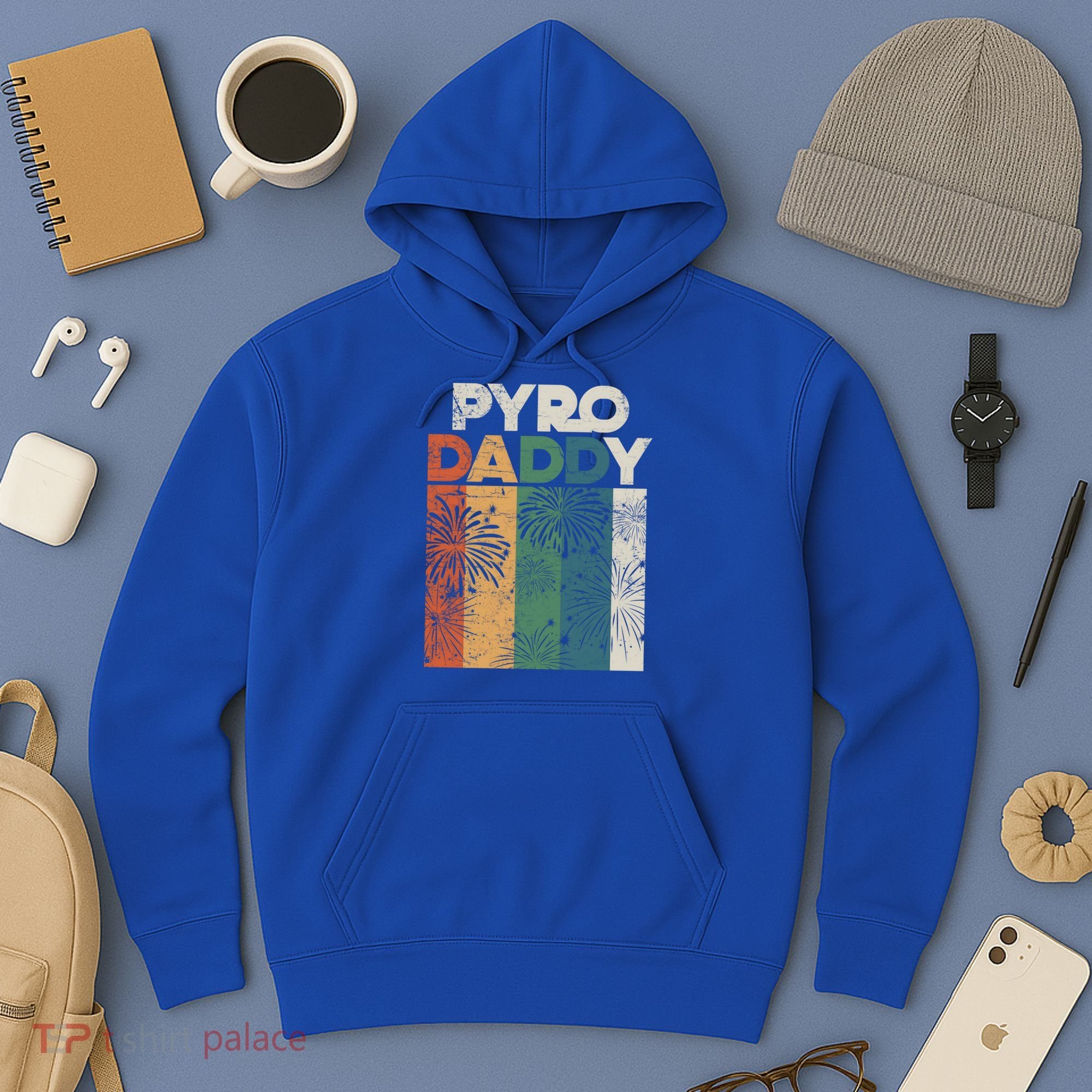 Retro Pyro Daddy Pyrotechnician Father Fireworks Technician Meaningful Gift Hoodie