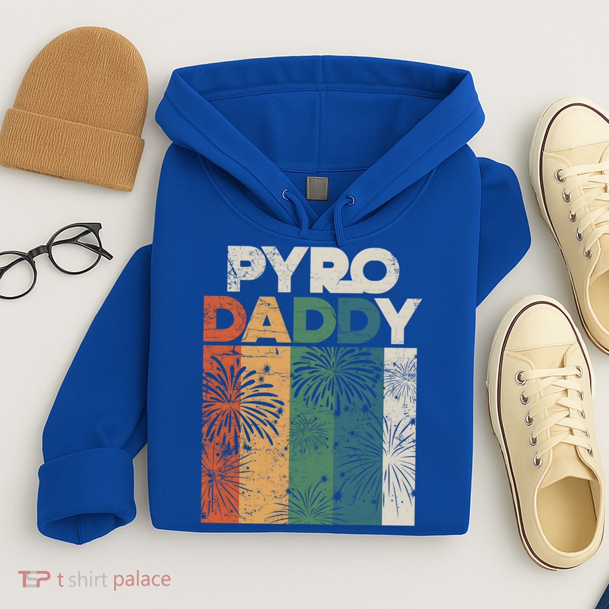 Retro Pyro Daddy Pyrotechnician Father Fireworks Technician Meaningful Gift Hoodie