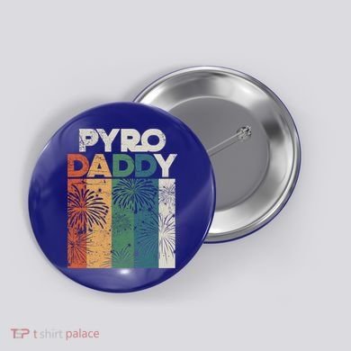 Retro Pyro Daddy Pyrotechnician Father Fireworks Technician Meaningful Gift Button