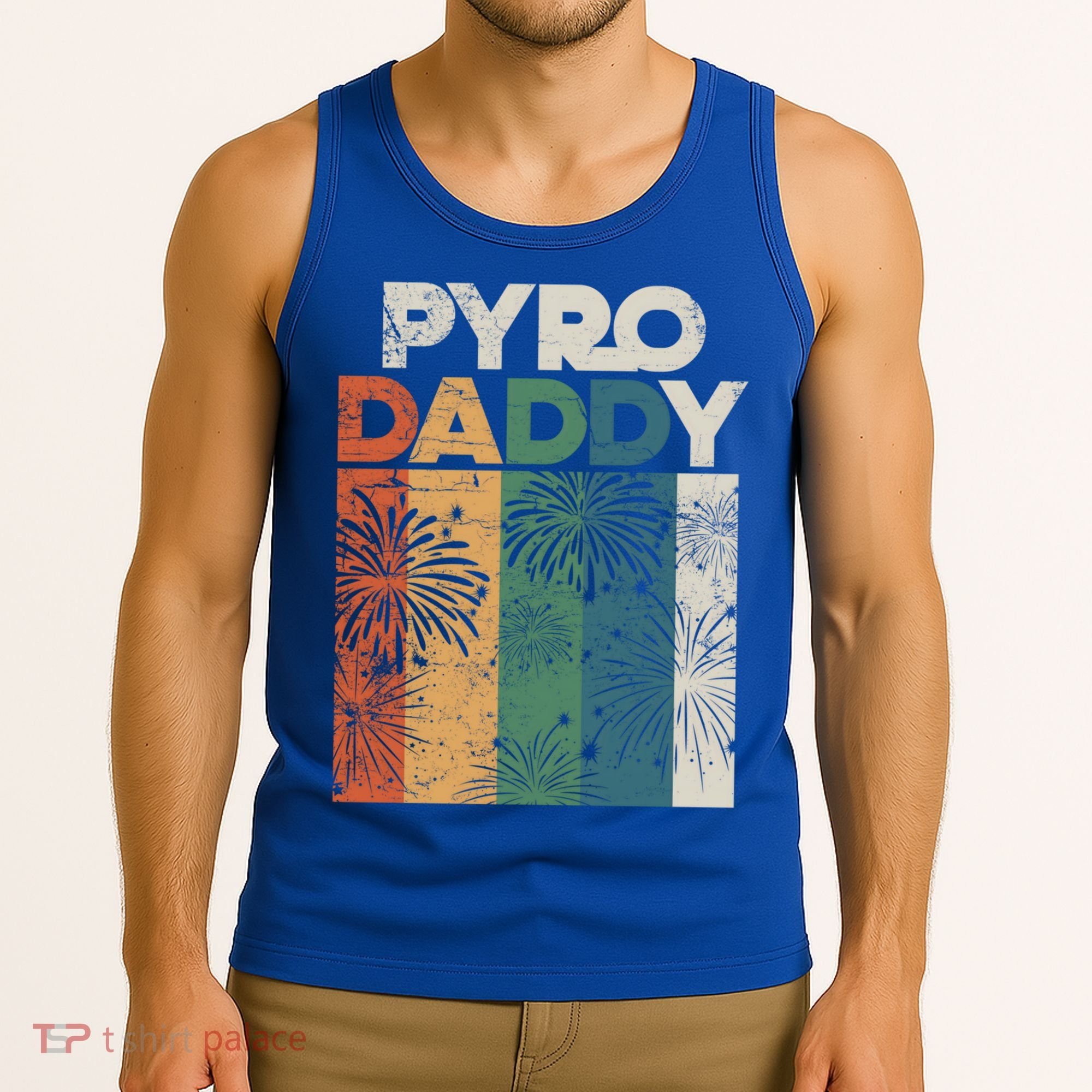 Retro Pyro Daddy Pyrotechnician Father Fireworks Technician Meaningful Gift Tank Top