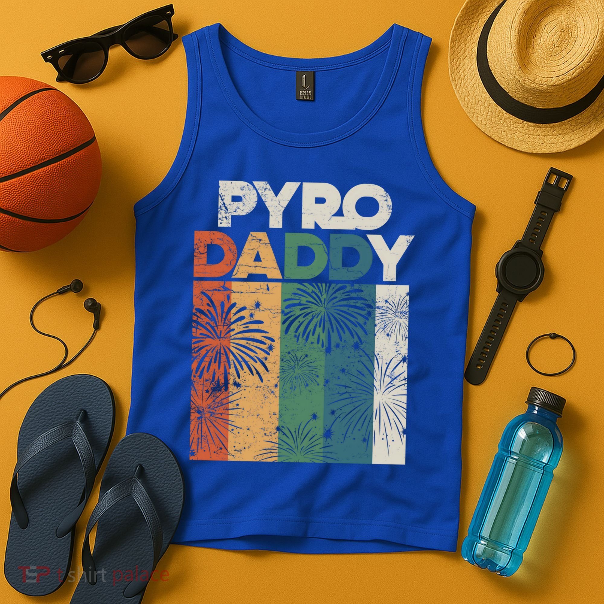 Retro Pyro Daddy Pyrotechnician Father Fireworks Technician Meaningful Gift Tank Top