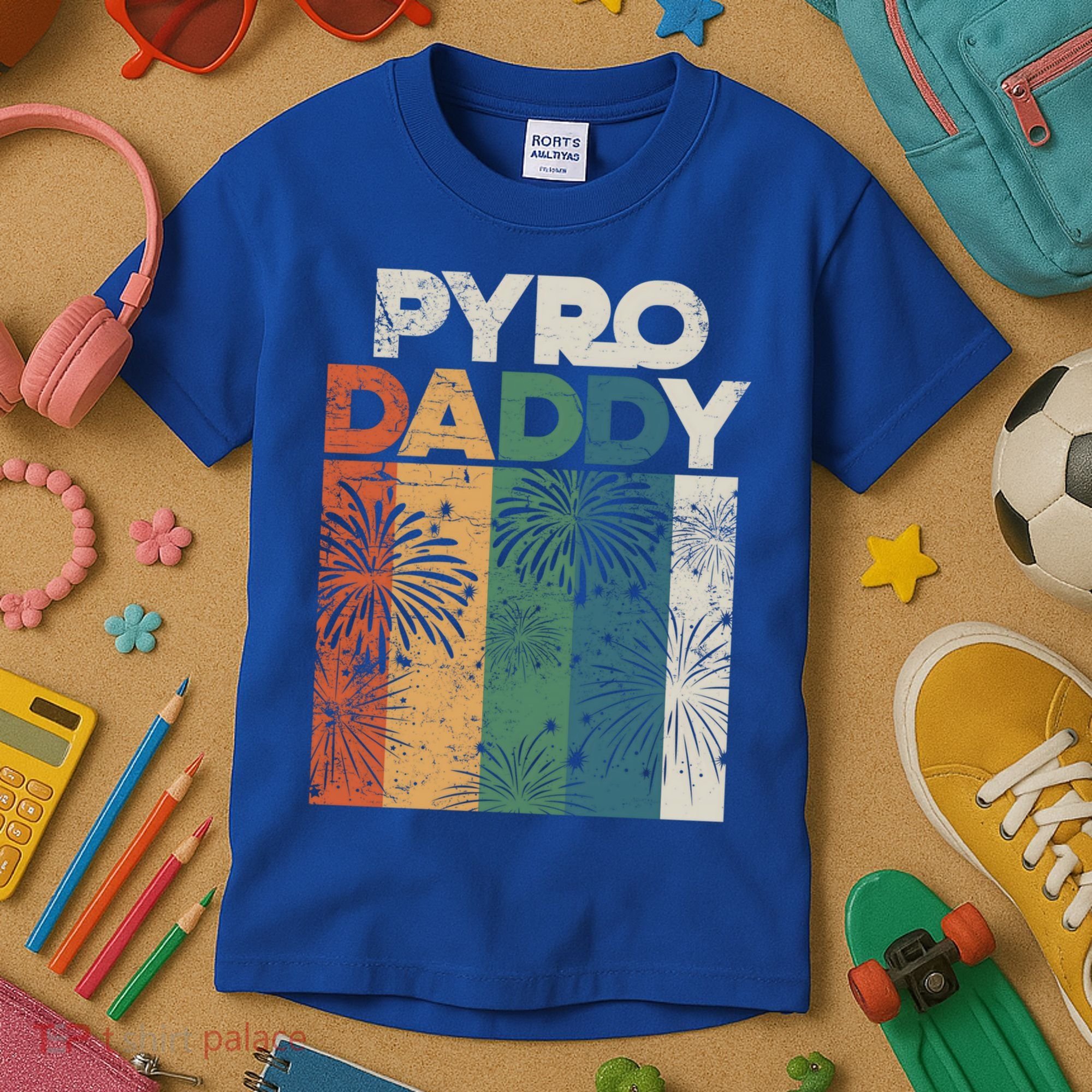 Retro Pyro Daddy Pyrotechnician Father Fireworks Technician Meaningful Gift Kids T-Shirt