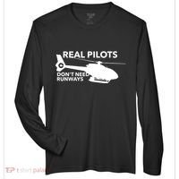 Real Pilots Dont Need Runways Helicopter Pilot Zone Performance Long-Sleeve T-Shirt thumb 0