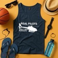 Real Pilots Dont Need Runways Helicopter Pilot Tank Top thumb 4