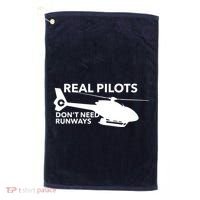 Real Pilots Dont Need Runways Helicopter Pilot Golf Towel thumb 0