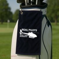 Real Pilots Dont Need Runways Helicopter Pilot Golf Towel thumb 2