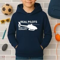 Real Pilots Dont Need Runways Helicopter Pilot Kids Hoodie thumb 2