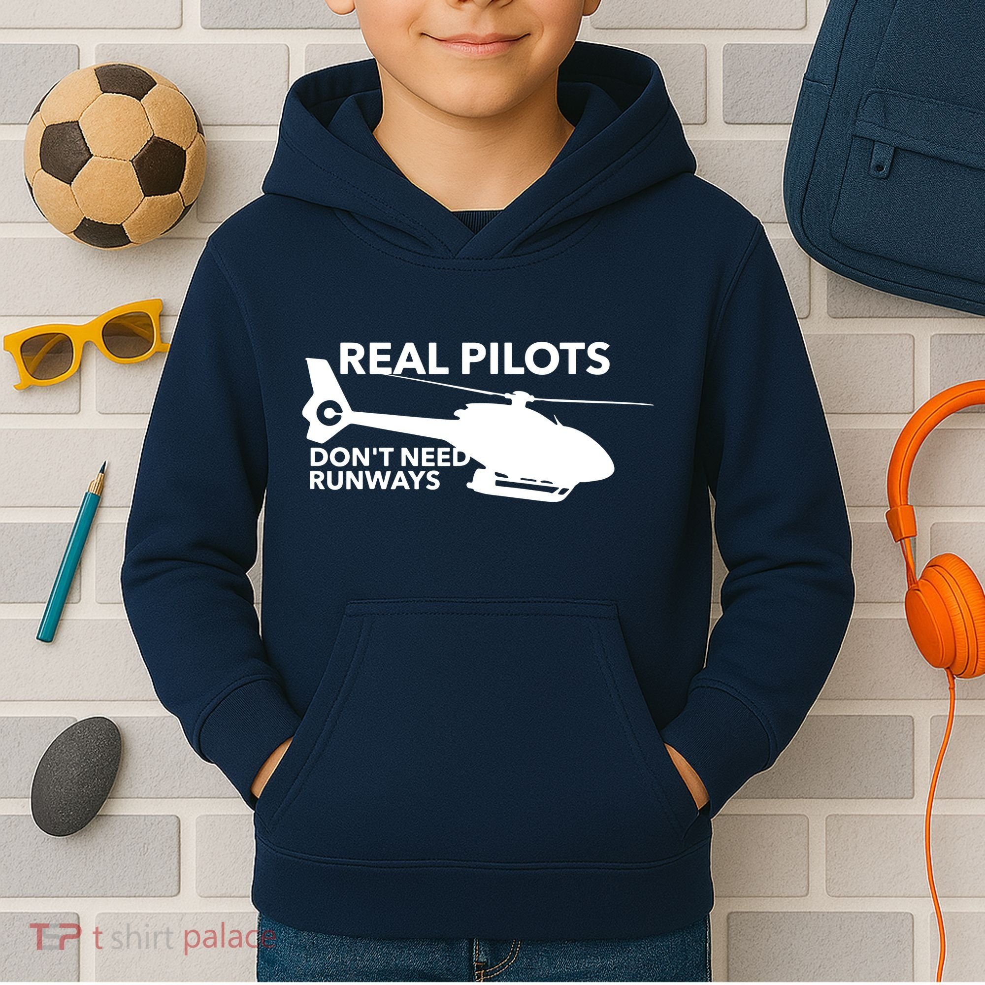 Real Pilots Dont Need Runways Helicopter Pilot Kids Hoodie