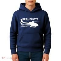 Real Pilots Dont Need Runways Helicopter Pilot Kids Hoodie thumb 4