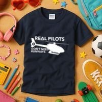 Real Pilots Dont Need Runways Helicopter Pilot Kids T-Shirt thumb 3