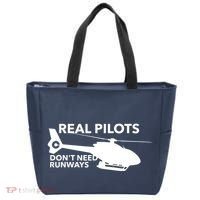 Real Pilots Dont Need Runways Helicopter Pilot Tote Bag thumb 0