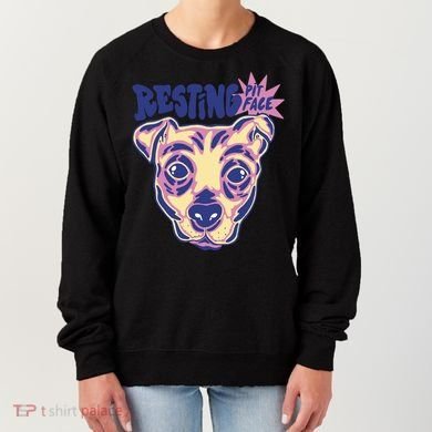 Resting Pit Face Funny Pit Bull Dog Women's Sweatshirt