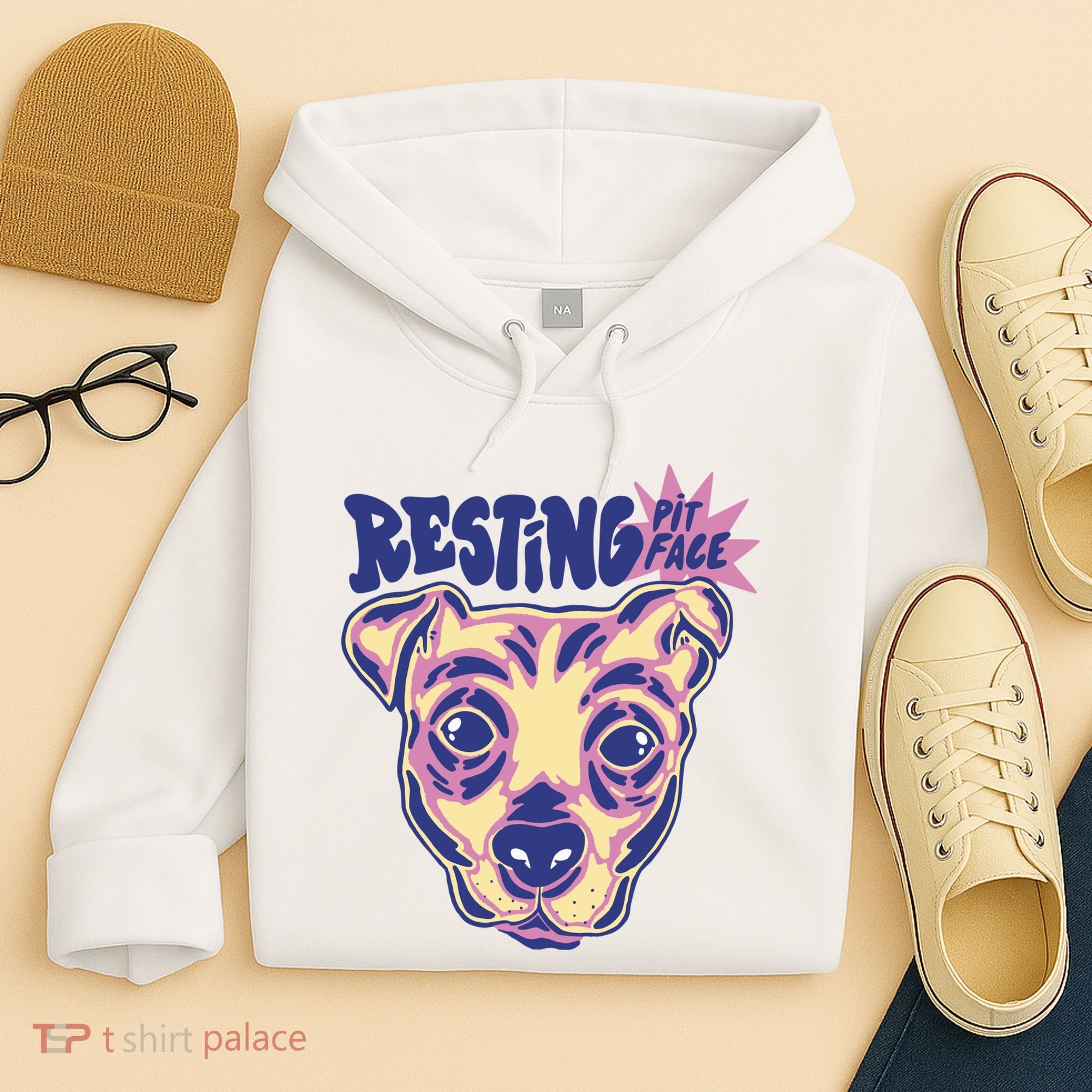 Resting Pit Face Funny Pit Bull Dog Hoodie