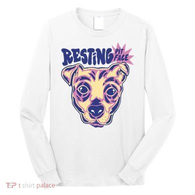 Resting Pit Face Funny Pit Bull Dog Long Sleeve Shirt