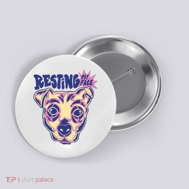 Resting Pit Face Funny Pit Bull Dog Button