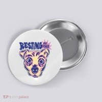 Resting Pit Face Funny Pit Bull Dog Button thumb 0