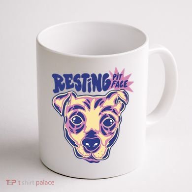 Resting Pit Face Funny Pit Bull Dog Coffee Mug back
