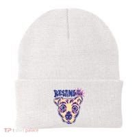 Resting Pit Face Funny Pit Bull Dog Beanie thumb 0