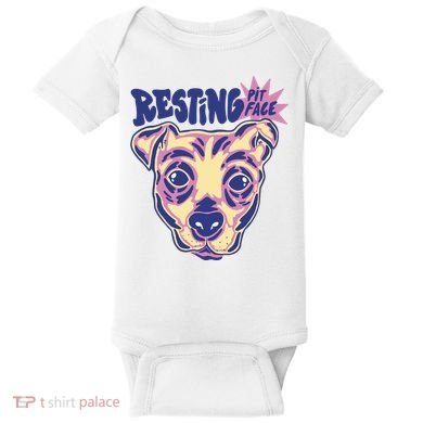 Resting Pit Face Funny Pit Bull Dog Baby Bodysuit