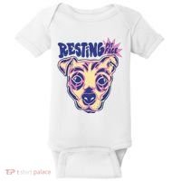 Resting Pit Face Funny Pit Bull Dog Baby Bodysuit thumb 0