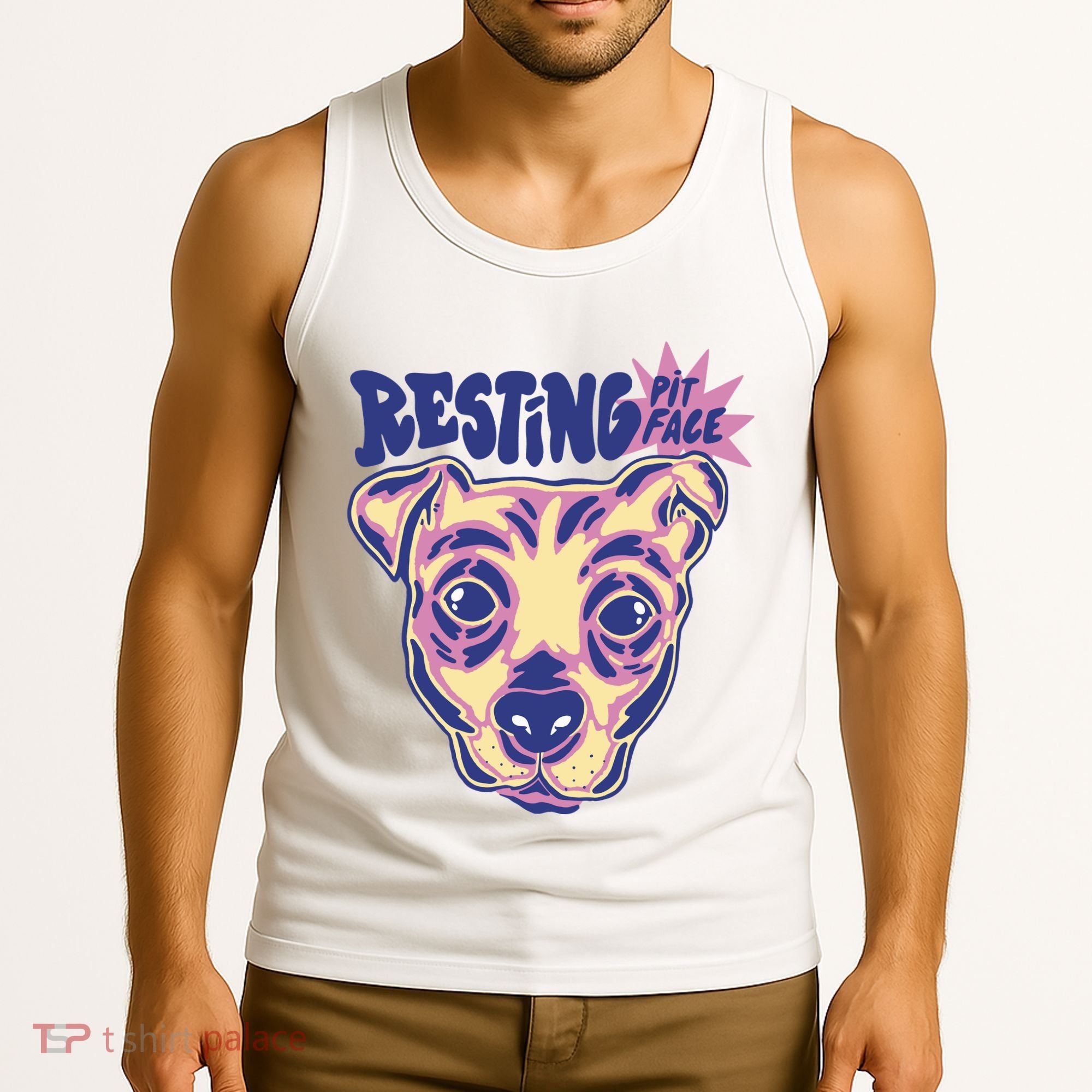 Resting Pit Face Funny Pit Bull Dog Tank Top