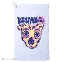 Resting Pit Face Funny Pit Bull Dog Golf Towel thumb 0