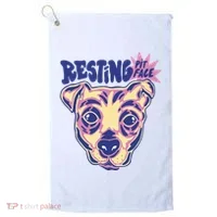 Resting Pit Face Funny Pit Bull Dog Golf Towel thumb 0